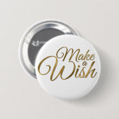 Gold Make a Wish Birthday Ronde Button 5,7 Cm (Voorkant /achterkant)