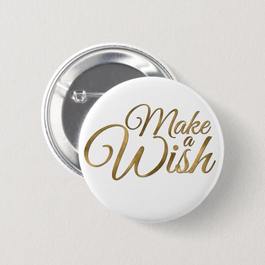 Gold Make a Wish Birthday Ronde Button 5,7 Cm (Voorkant /achterkant)