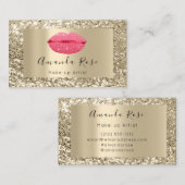 Gold MAKE-UP ARTIST Pink KISS LIPS GLITTER Afsprakenkaartje (Voorkant / Achterkant)
