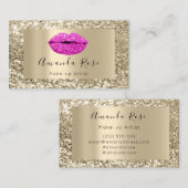 Gold MAKE-UP ARTIST RED KISS LIPS GLITTER Afsprakenkaartje (Voorkant / Achterkant)