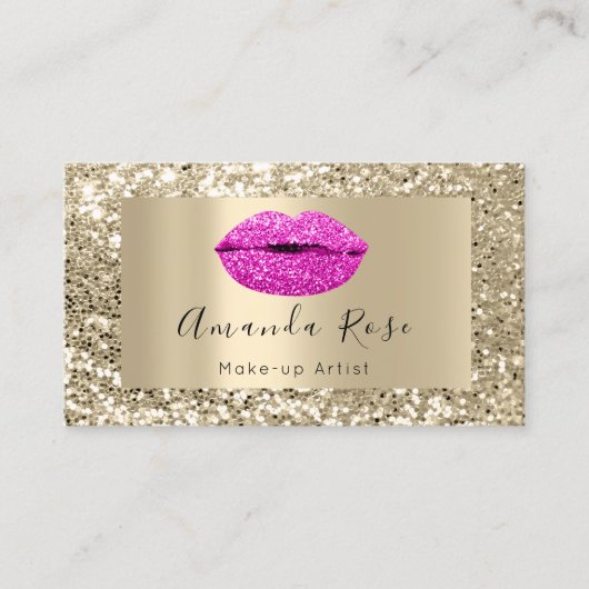 Gold MAKE-UP ARTIST RED KISS LIPS GLITTER Afsprakenkaartje (Voorkant)
