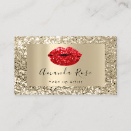 Gold MAKE-UP ARTIST RED KISS LIPS GLITTER Afsprakenkaartje