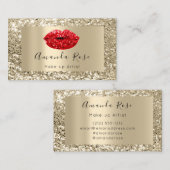 Gold MAKE-UP ARTIST RED KISS LIPS GLITTER Afsprakenkaartje (Voorkant / Achterkant)