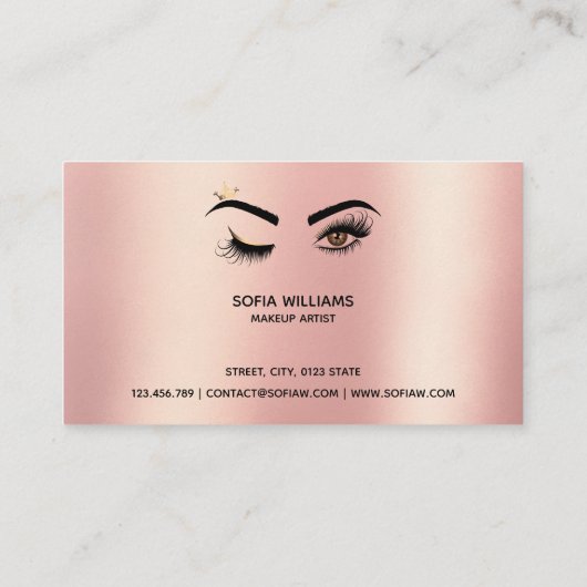 Gold Make-up Wink Eye Beauty Salon Lash Extension Visitekaartje (Achterkant)