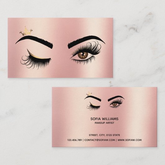 Gold Make-up Wink Eye Beauty Salon Lash Extension Visitekaartje (Voorkant / Achterkant)