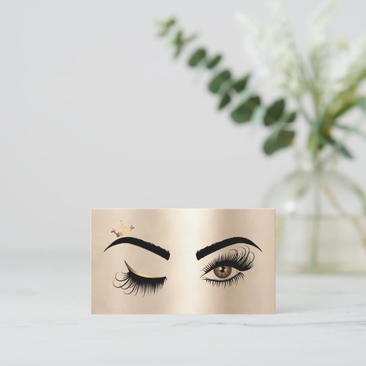 Gold Make-up Wink Eye Beauty Salon Lash Extension Visitekaartje (Staand voorkant)