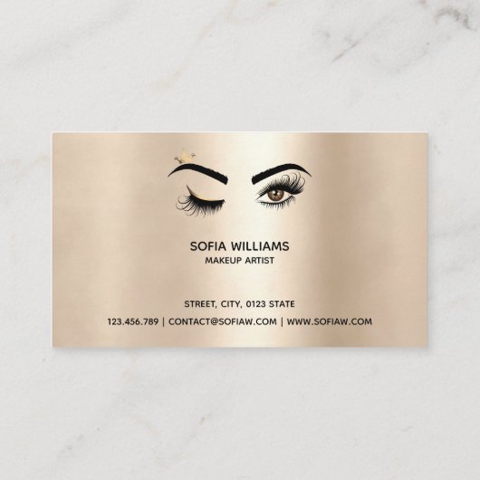 Gold Make-up Wink Eye Beauty Salon Lash Extension Visitekaartje (Achterkant)