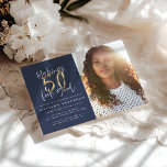 Gold makend 50 ziet er goed uit op uitnodiging voo<br><div class="desc">Het maken van 50 kijkt goede fotoverjaardagsuitnodiging. Het moderne ontwerp van de manuscripttekst blauw en goudeffect. Een deel van een collectie.</div>