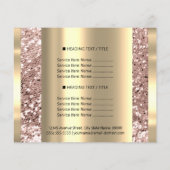 Gold Makeup Beauty Salon Roos Hair Nails Glitter Flyer (Achterkant)