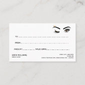 Gold Makeup Wink Eye brown Beauty Salon Gift Kaart Visitekaartje (Achterkant)