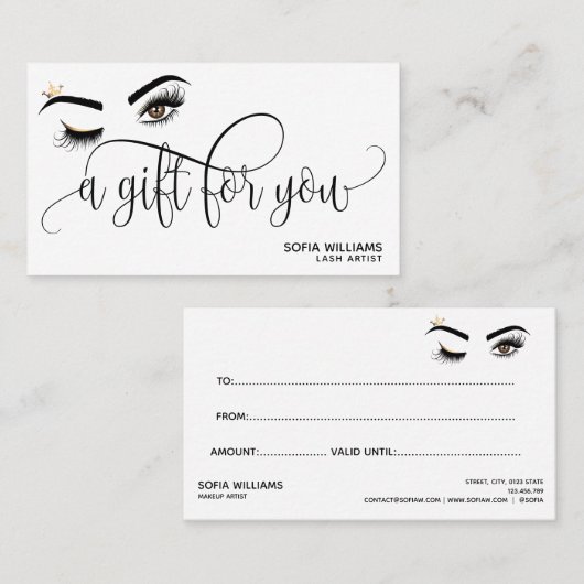 Gold Makeup Wink Eye brown Beauty Salon Gift Kaart Visitekaartje (Voorkant / Achterkant)