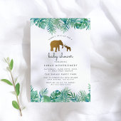 Gold Mam en Baby Elephant Oerwoud laat Baby shower Kaart