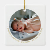 Gold Mam & Pap Ouders Eerste Kerstfoto Keramisch Ornament (Achterkant)