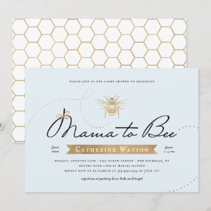 Gold Mama to bee Baby shower Blue Kaart