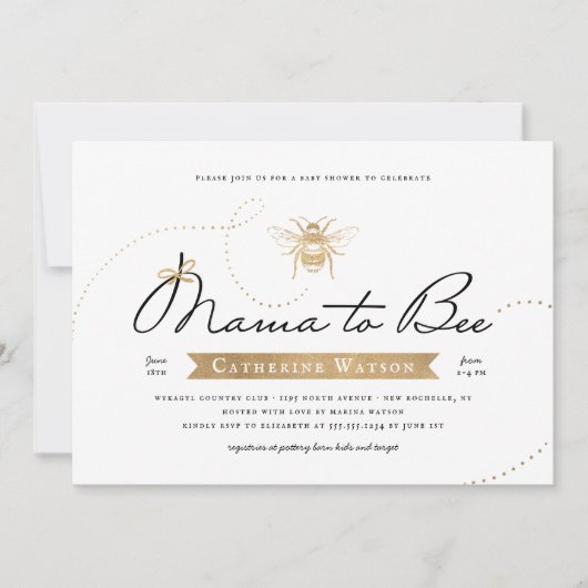 Gold Mama to bee Baby shower Kaart (Voorkant)