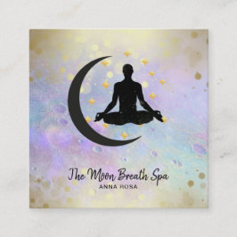 *~* Gold Man + Moon Yoga Meditation Mindfullatie Vierkante Visitekaartje