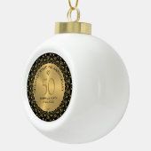 Gold Mandal op zwart 50ste bruiloft Jubileum Keramische Bal Ornament (Rechts)