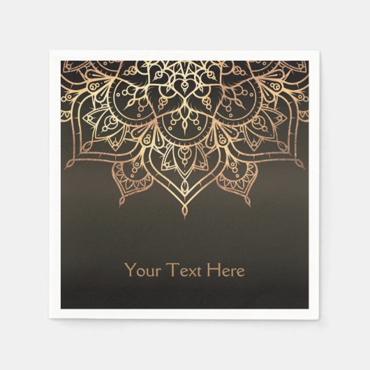 Gold Mandala Aardbruin Bronzen Moderne Partij Servet (Voorkant)