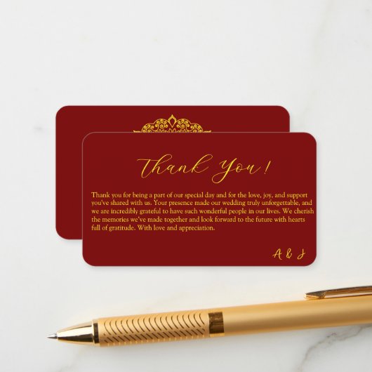 Gold Mandala bedankkaart Informatiekaartje (Voorkant / Achterkant in situ)