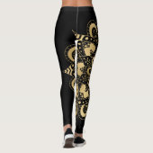 Gold Mandala Black Boho Leggings (Achterkant)
