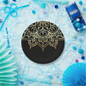Gold Mandala Black Chic Modern Glam Party Papieren Bordje (Feest)