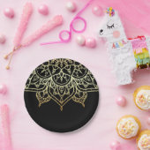 Gold Mandala Black Chic Modern Glam Party Papieren Bordje (Feest)