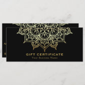 Gold Mandala Black Elegant modern cadeaubon (Voorkant / Achterkant)