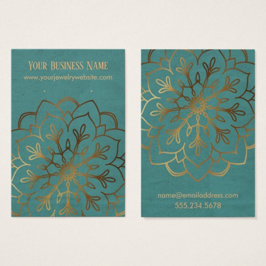 Gold Mandala & Blauwgroen verhuurder DisplayCard Visitekaartje (Voorkant /achterkant)