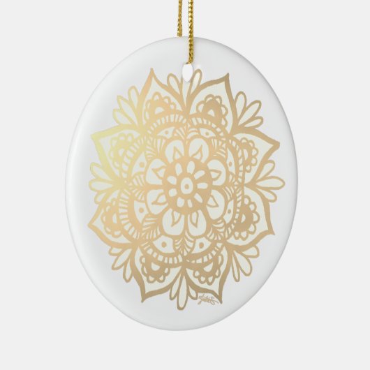 Gold Mandala Boho Chic Flower Ceramic Ornament (Rechts)