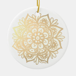 Gold Mandala Boho Chic Flower Ceramic Ornament
