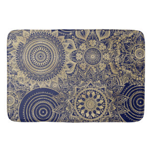 Gold Mandala Collectie blauw design Badmat