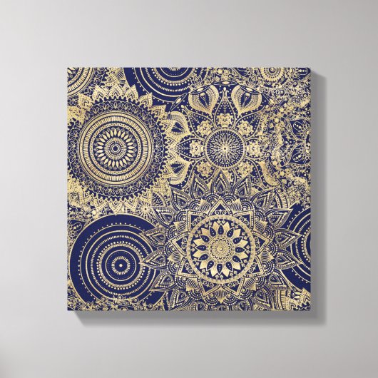 Gold Mandala Collectie blauw design Canvas Afdruk (Voorkant)