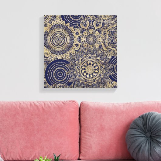 Gold Mandala Collectie blauw design Canvas Afdruk (Insitu (Woonkamer))