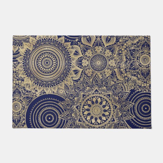 Gold Mandala Collectie blauw design Deurmat (Voorkant)