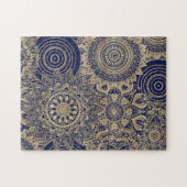 Gold Mandala Collectie blauw design Legpuzzel (Horizontaal)