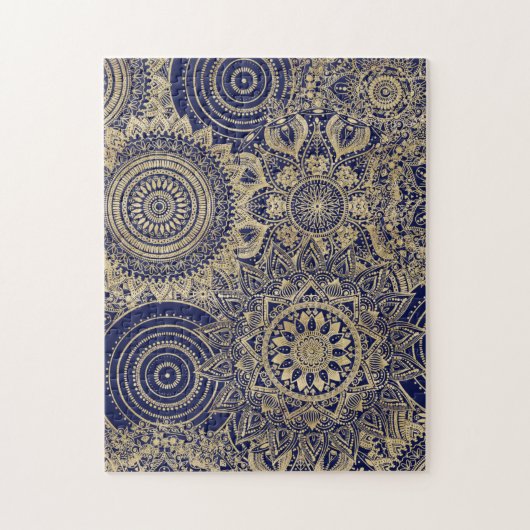 Gold Mandala Collectie blauw design Legpuzzel (Verticaal)