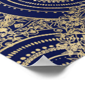 Gold Mandala Collectie blauw design Poster (Hoek)