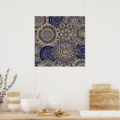 Gold Mandala Collectie blauw design Poster (Keuken)