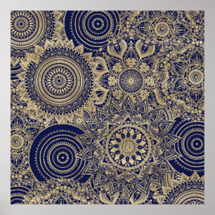 Gold Mandala Collectie blauw design Poster