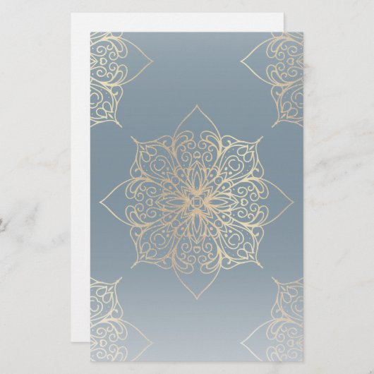 Gold Mandala Damask Pattern Briefpapier (Voorkant / Achterkant)