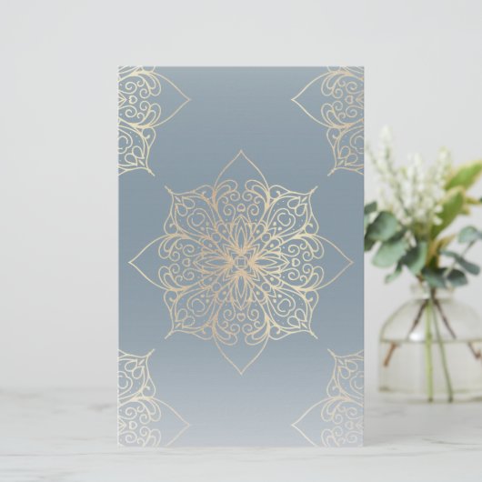 Gold Mandala Damask Pattern Briefpapier (Staand voorkant)