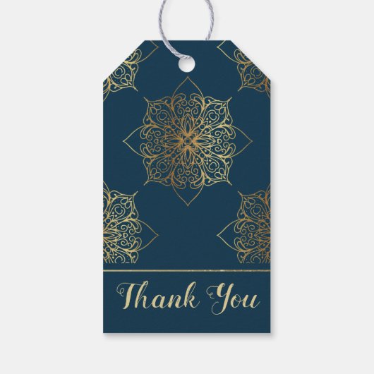 Gold Mandala Damask Pattern Cadeaulabel (Achterkant)