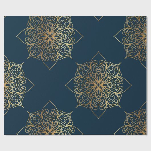 Gold Mandala Damask Pattern Cadeaupapier (Vlak)