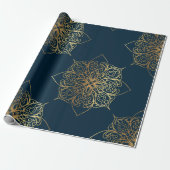 Gold Mandala Damask Pattern Cadeaupapier (Uitgerold)
