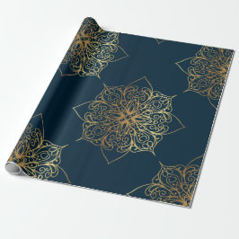 Gold Mandala Damask Pattern Cadeaupapier