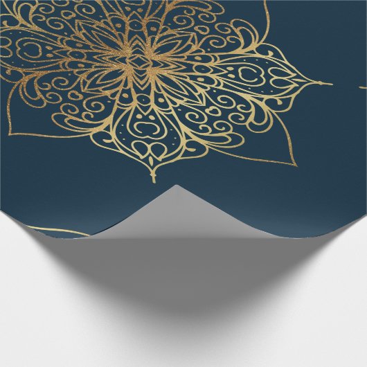 Gold Mandala Damask Pattern Cadeaupapier (Hoek)