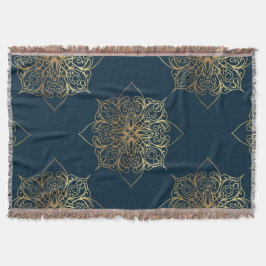 Gold Mandala Damask Pattern Deken