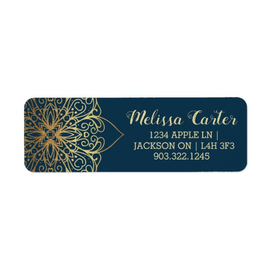 Gold Mandala Damask Pattern Etiket (Voorkant)