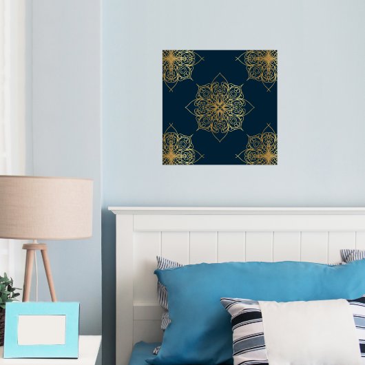 Gold Mandala Damask Pattern Folie Afdrukken (Insitu (Slaapkamer))