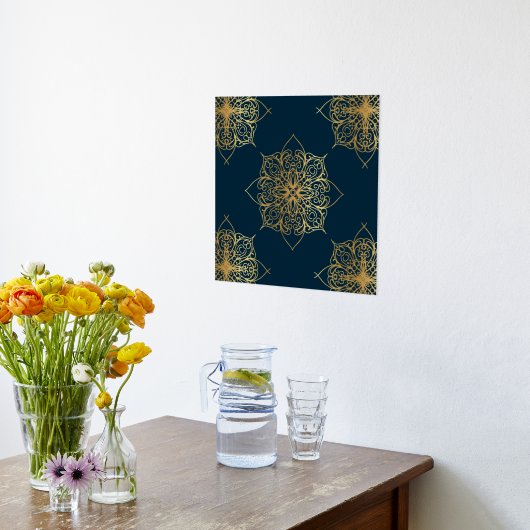 Gold Mandala Damask Pattern Folie Afdrukken (Laag (Keuken))